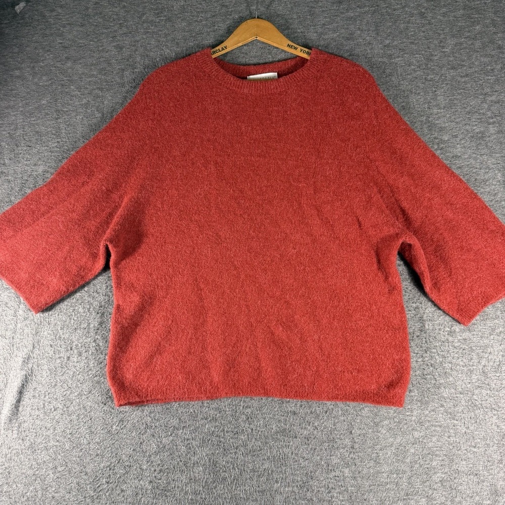 Bianco & Blu Alpaca Wool Blend Sweater Women L Burnt Red Italy Made Quiet Luxury